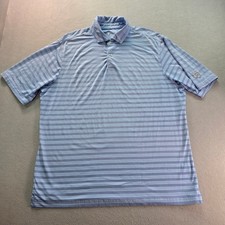 FG Tech Large Blue Striped Performance Golf Polo Trump Golf Crest Made in USA