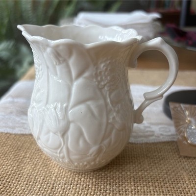 Vintage Belleek Irish Porcelain Mini Creamer-6th. Blue Mark, Gold Trim 1965-1980