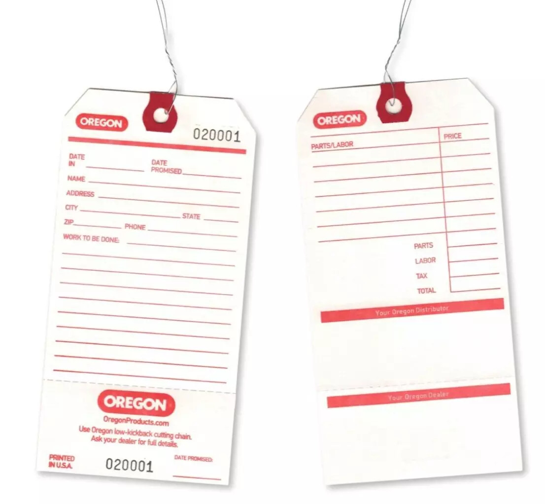 Small Engine Repair Tags Service LARGE 6.25x3.13 Maintenance Work Order Tracking