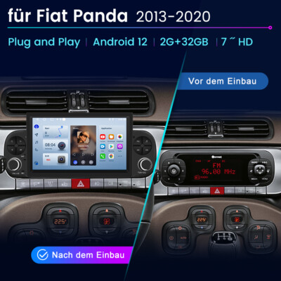 2+32G 7''Für Fiat Panda 2013-2020 Multimedia Carplay Schwarz Autoradio GPS BT SWC
