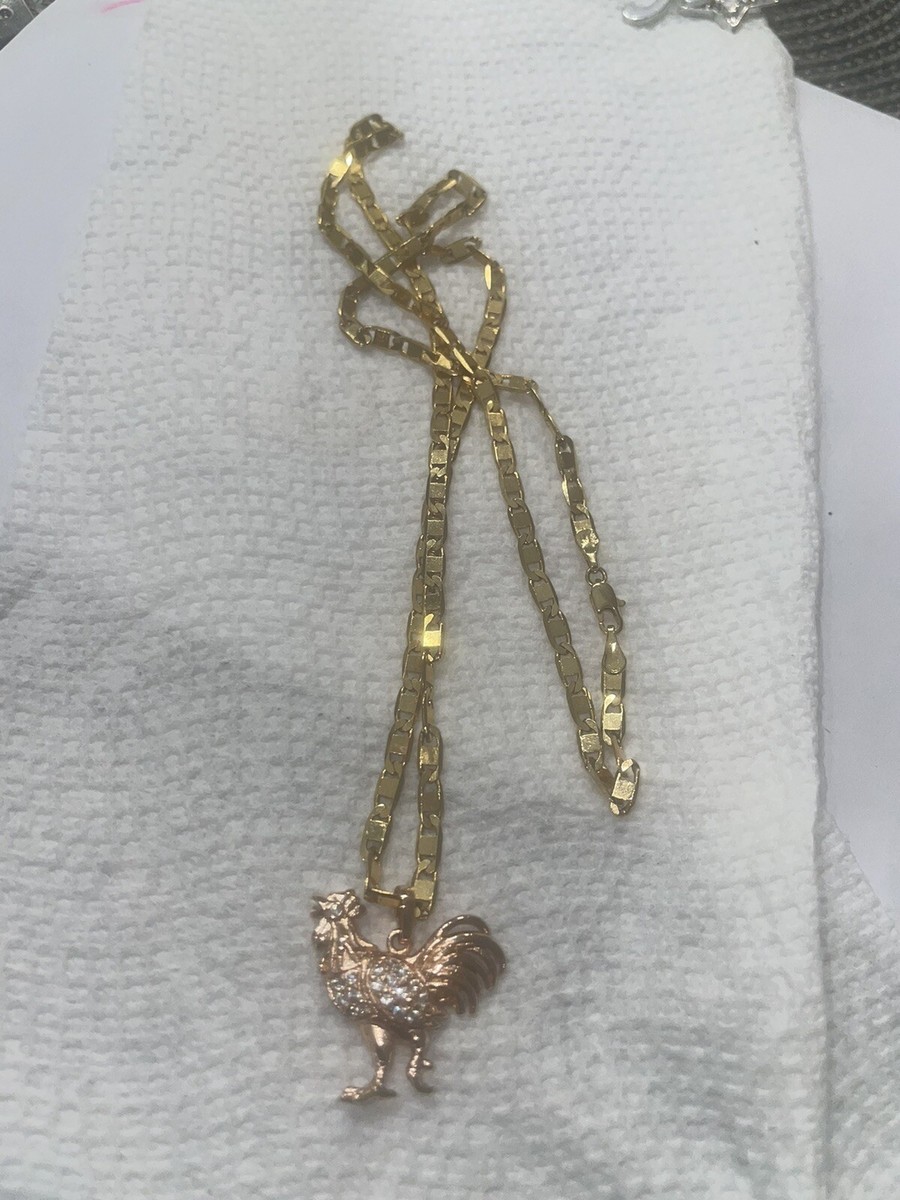 Xuping Rose God Tone Rhinestone Roster Pendant With 22”Chain