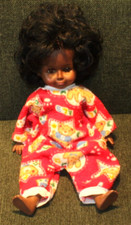 Bambola tartaruga vintage da collezione occhi addormentati vecchia pelle scura tg.44