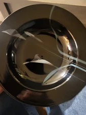 Mikasa Galleria Opus Black Rimmed Soup Bowls Set Of 4 MINT Calla Lilly FK701