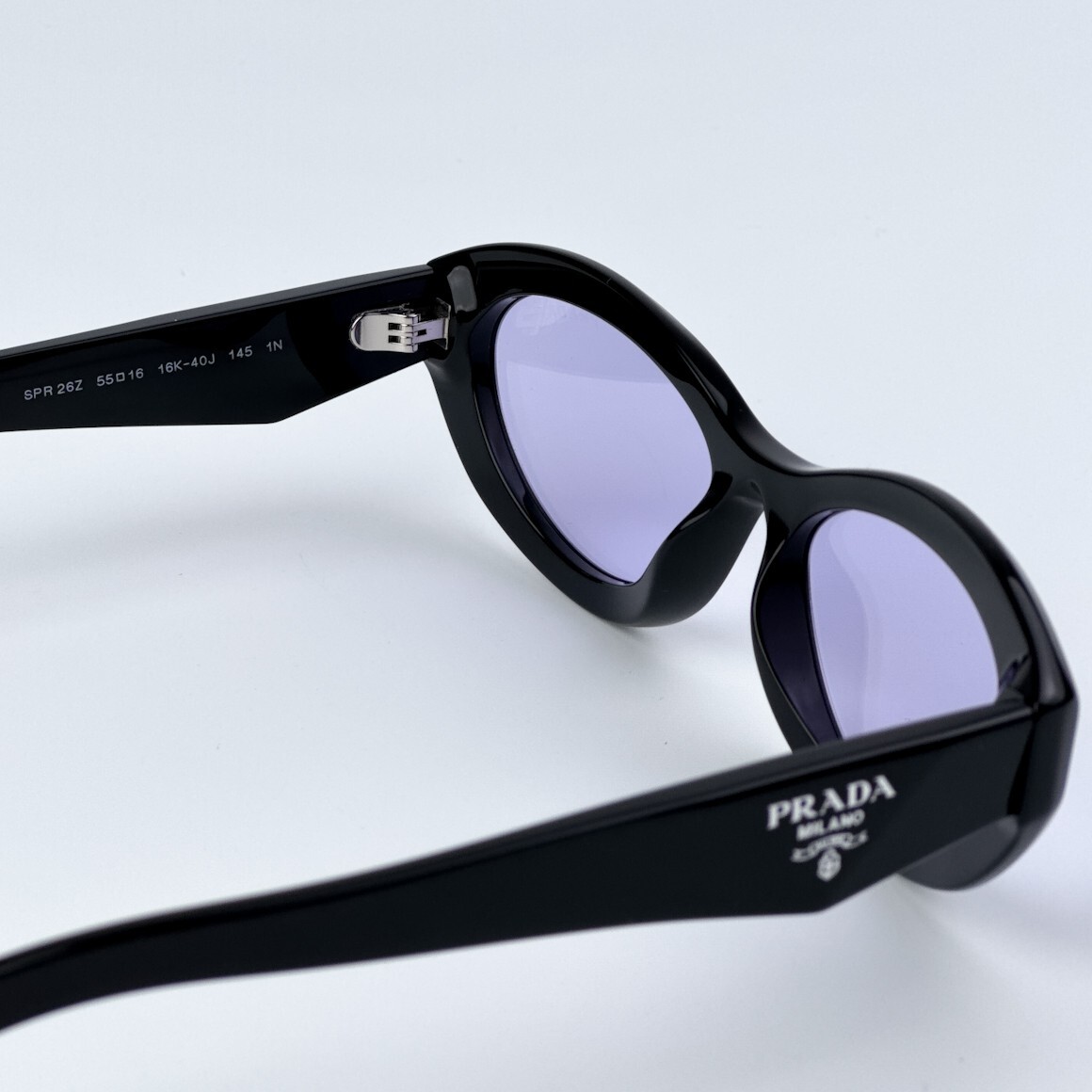 Prada Women AUTHENTIC Sunglasses Black Violet Oval PR26ZS 16K40J