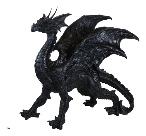 Duży 24"L Nightfury Czarny cień Smok stojący z ustawionymi skrzydłami Posąg - Zdjęcie 4 z 8