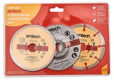 3Pc Diamond & Cut Off Blade Set Segmented Stone Rim Continuous Disc Kit Saw New