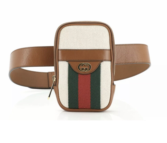 Gucci Phone Case Belt Bag  Web Canvas Leather NWT