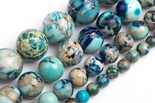 Blue Sea Sediment Imperial Jasper Beads Round Gemstone Loose Beads 4/6/8/10MM