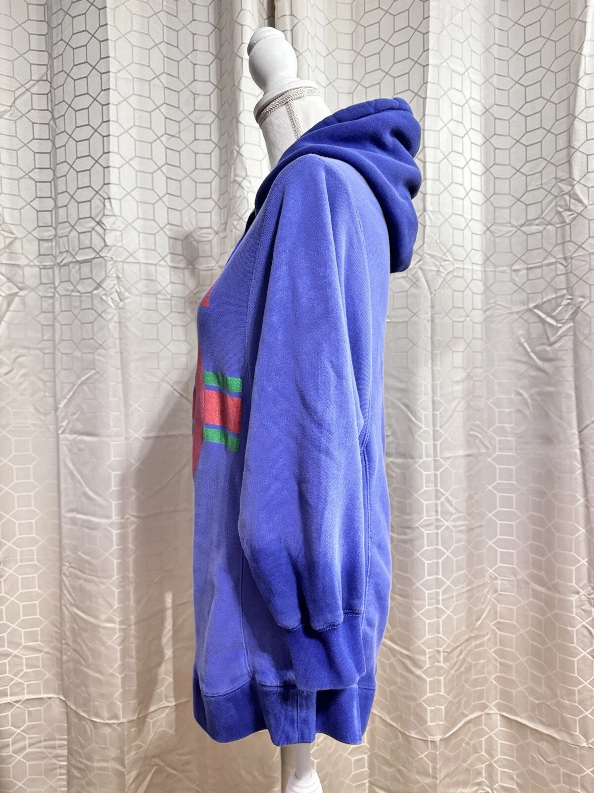 Felpa con cappuccio Gucci blu effetto lavato cotone maglia ad incastro stampa GG taglia M