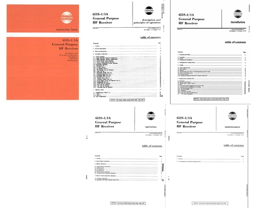 COLLINS 651S-1 / 1A INSTRUCTION BOOK 1 - INSTALLATION OPERATION MAINTENANCE