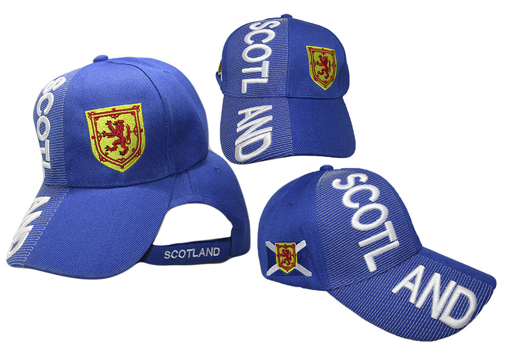 Scotland Country Letters Emblem Lion Royal Blue 3-D Embroidered Cap Hat - Main Image