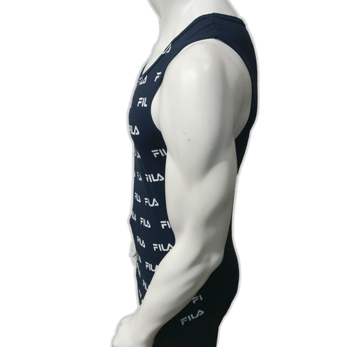 MSRP $34.99 NWT FILA AOP MEN'S NAVY CREW NECK SLEEVELESS TANK TOP T-SHIRT SIZE M - Picture 3 of 5
