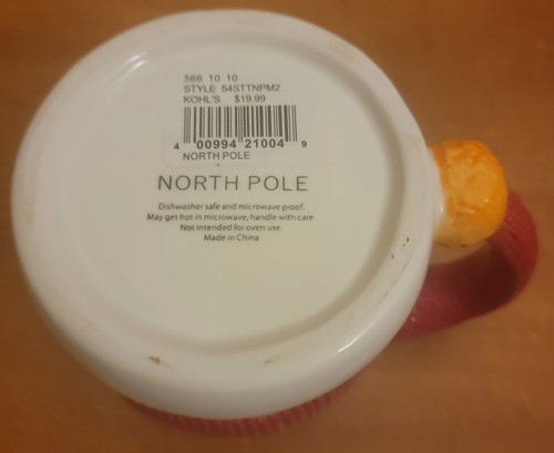 St. Nicholas Square NORTH POLE Figural Snowman Mug, 16 oz / 4 1/8", New, NWT - Picture 8 of 9