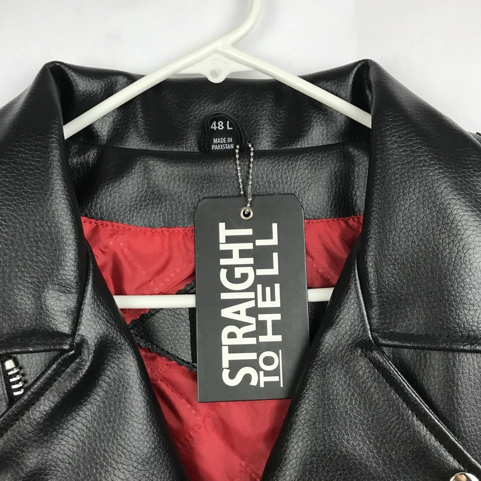 Straight To Hell Commando II Vegan Leather Motorcycle Jacket Black, Size 48 L - Image 2 of 4