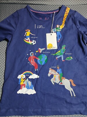 Mini Boden STARBOARD Girls' 3-4Y Navy Blue When I GROW UP Shirt MOTIVATIONAL 