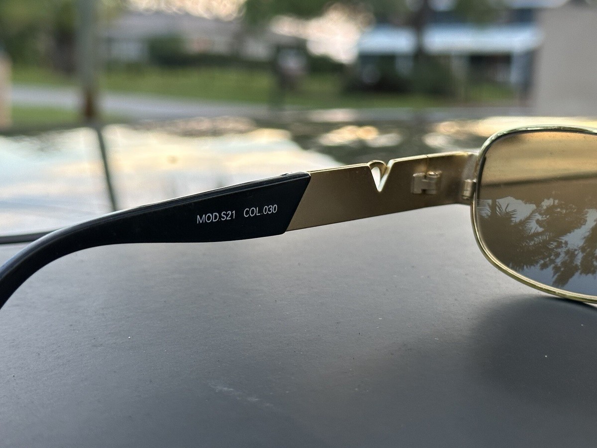 Vintage Versace Sunglasses 90s Biggie Black Gold Croc Gator Club