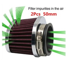 2x 50mm High Flow Air Cleaner Filter Washable Motorcycle Replacement Parts