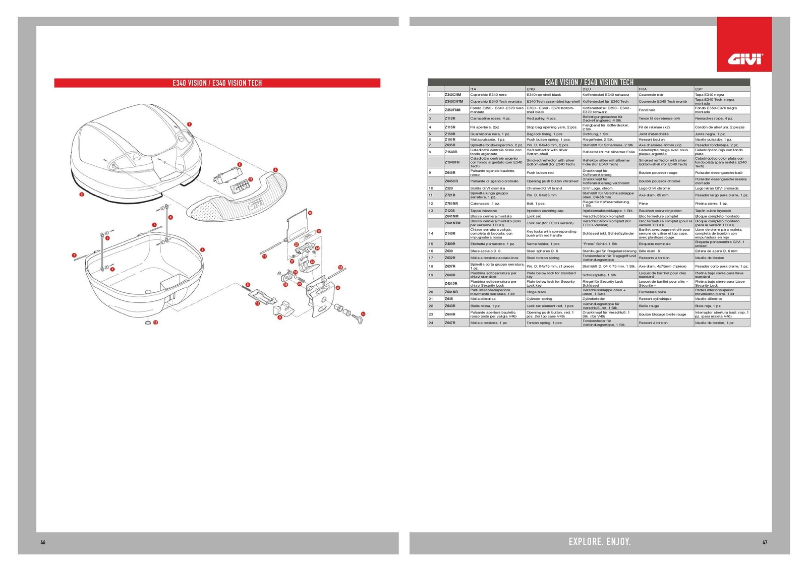 GIVI Z1648FR CATADIOTTRO CENTRALE ARGENTO CON FONDO ARGENTATO (PER E340 TECH)