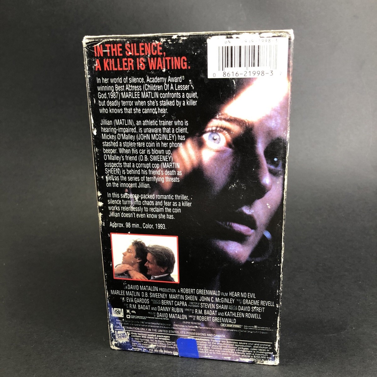 Hear No Evil (VHS, 1993) Thriller/Horror Marlee Matlin, DB Sweeney