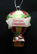 NEW Poly Resin Hot Air Balloon Ornament, "Special Grandson", from Ganz