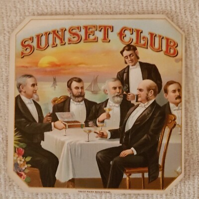 Colobri Sunset Club Cigar Box Label Original Unused