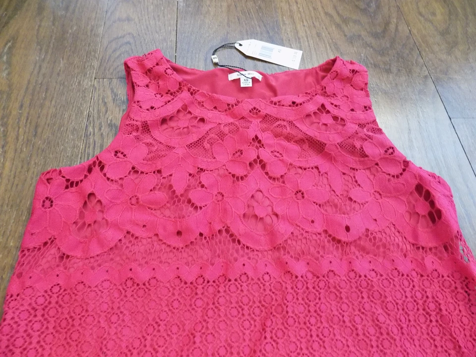 Vestido Sophie Max Studio Fucsia Bordado Floral Encaje XS $128 ¡Bonito Nuevo con Etiquetas! Foto 2 de 4