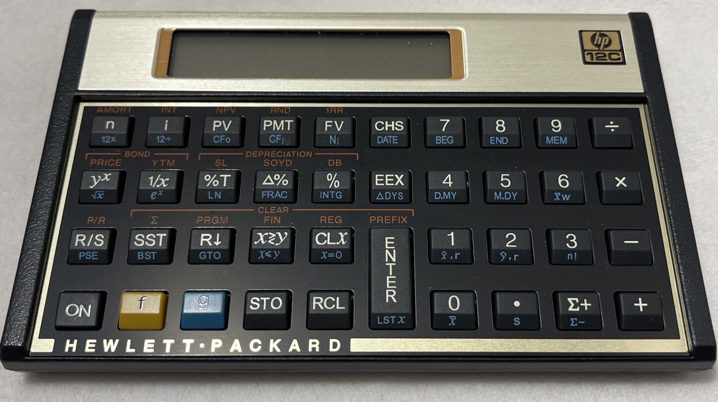 Vintage Hewlett Packard HP 12C Financial Calculator w/ Soft Case Works