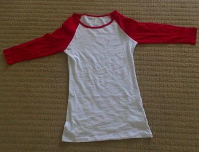 red raglan tee