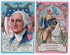 2 Lot George Washington Birthday Series 1 President Army Patriotic Postcards