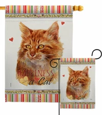 Ginger Happiness Garden Flag Cat Animals Decorative Small Gift Yard House Banner