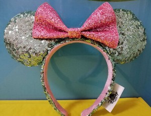 New-Disney-Parks-Sugar-Rush-Mint-Headband-Green-amp-Pink-Glitter-Minnie-Sequin-Ears