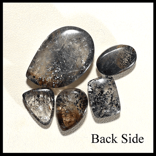 Inky Star Field~ 5 PC Natural Dot Rutile Quartz 11mm-21mm Cabochon Gemstones Lot - Picture 7 of 11