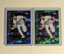 Kyle Stowers 2025 Topps Chrome Update Sapphire Green /99 + Base Miami Marlins