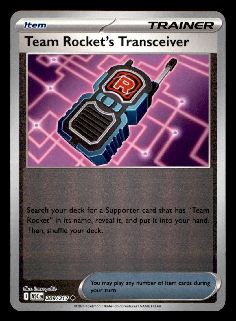 Team Rocket's Transceiver 209/217 Ascended Heroes Pokemon Reverse Holo NM