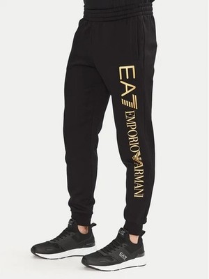 EA7 Emporio Armani Hose Schwarz Logo Gold 7M000572
