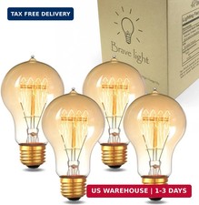 Edison Bulb A19, 4Pack Vintage Incandescent Light Bulbs - 60 Watt, Dimmable Lamp