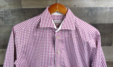 Eton Shirt Mens 16 41 Purple Check Contemporary Dress Cotton Long Sleeve Spread