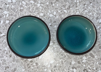 Sushi Green Blue Dip Sauce Dishes Crackle Brown Ceramic Bottom 3.5'' Set Japan