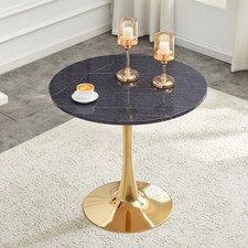 Round Dining Table, 31.5" Circle Tulip Table with Thickened Tabletop & Metal P