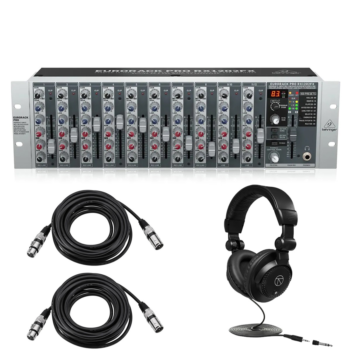 Behringer Eurorack Pro RX1202FX Premium 12-Input MicLine Rack Mixer Bundle wit 42990₽