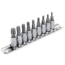 DAKCOS Torx Bit Socket Set, 1/4" Drive, 9 Pieces Star Bit Socket Set, T10 - T50