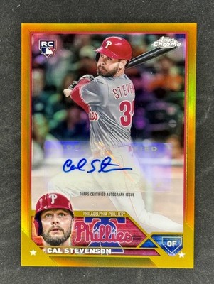 2023 Topps Chrome Update Series Cal Stevenson #AC-CST Gold Refractor RC Auto /50