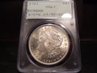 1921 MS63 Morgan Silver Dollar PCGS Certified - 1st Generation "Rattler" Holder