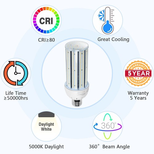 LED Corn Light Bulbs 60W 480V E39 Base For Warehouse Workshop 5000K Daylight - Picture 2 of 10