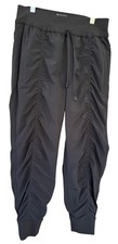 Athleta Attitude Lined Black Jogger Pants 4P Ruched Elastic Waist Drawstring Poc