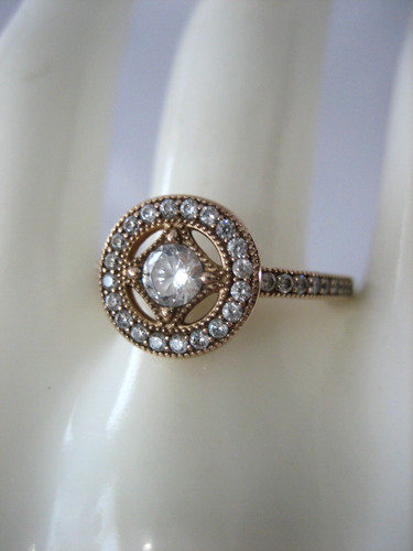 Pandora ALE MET 54 Classic Rose Elegance Sparkle CZ Halo Ring Size 6.75