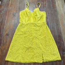 Urban Outfitters Layla Lace Corset Mini Dress Yellow Medium NWT Floral Lace