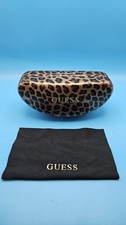 Eyeglass Case GUESS Leopard Pattern Extra Large Hard Case Snap Close With Wipe