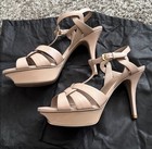 BNIB Authentic Saint Laurent Tribute 85 Sandals 40.5 Dark Beige Smooth Leather — photo 6