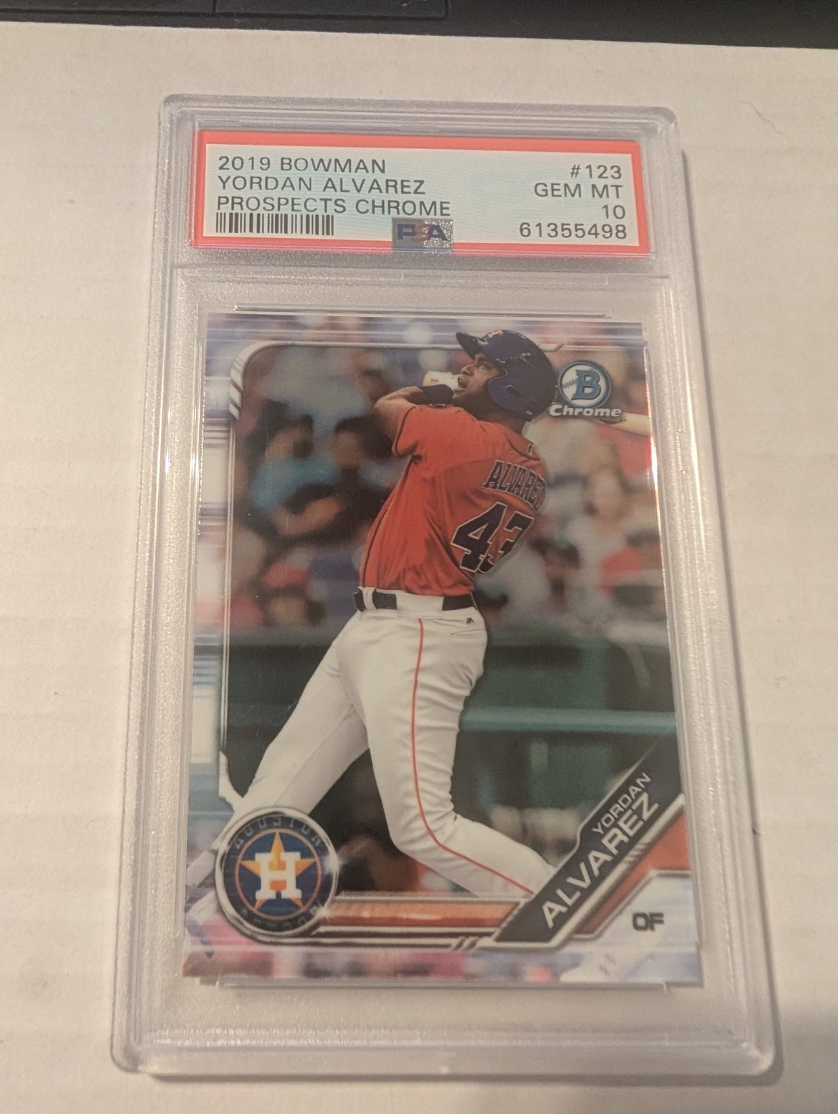 2019 Bowman Yordan Alvarez Prospects Chrome #123 RC PSA 10